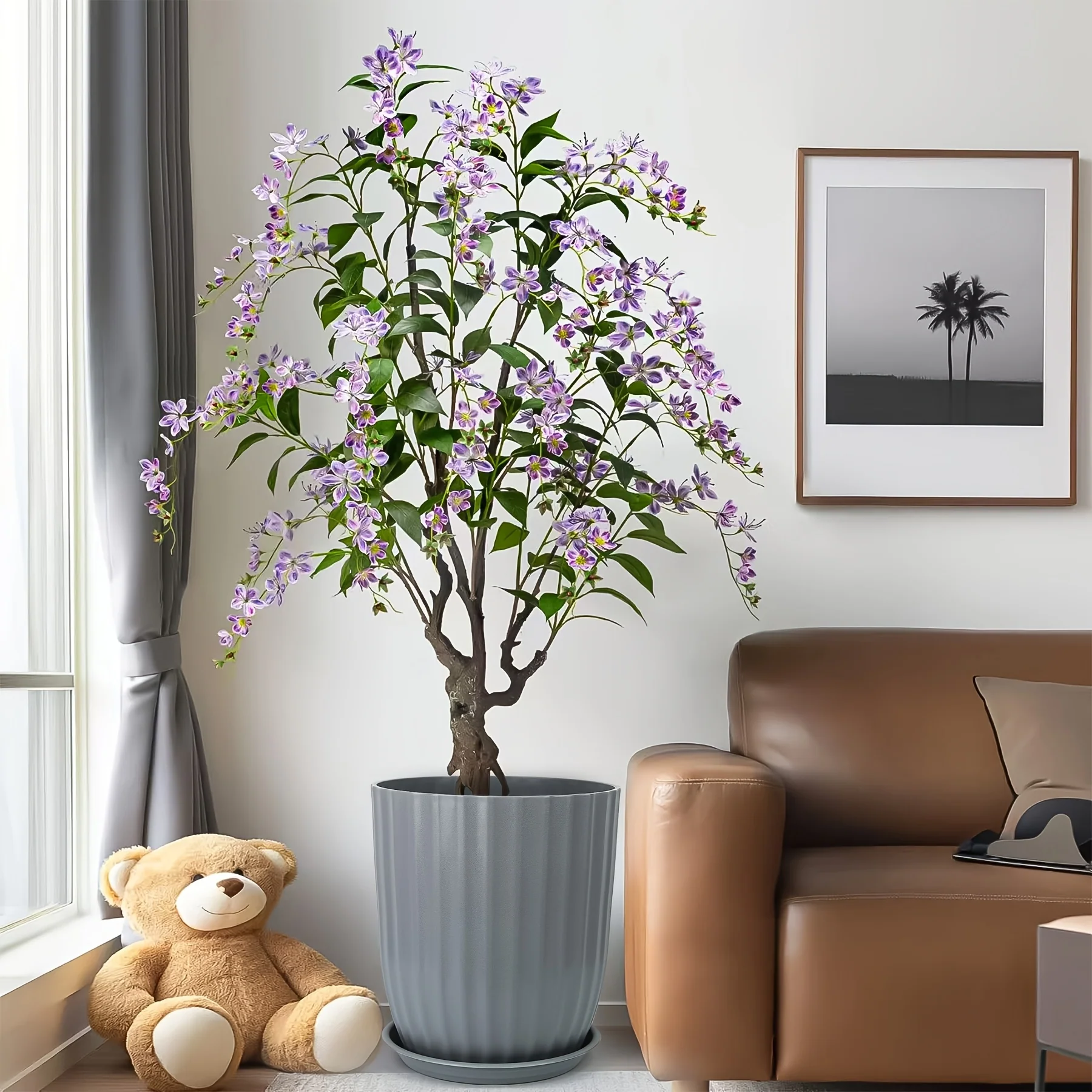 Diameter 14 Inches And 12.3 Inches Different Size Large Planter with Drainage Hole And Saucer, Thickened Planter for Indoor Outdoor Plants