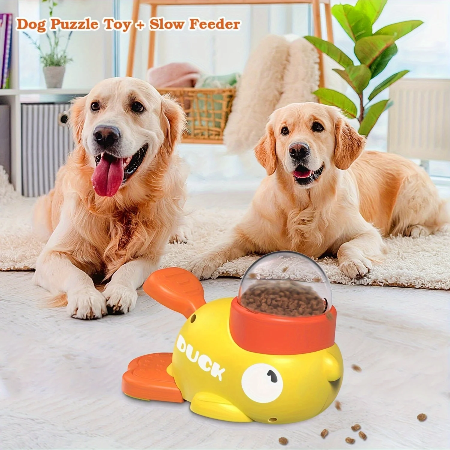 Interactive Press Dog Snack Dispenser Toy - Slow Feeder Puzzle Feeder, Duck Design, Encourages Healthy Eating & Mental Development, Durable Plastic Material, Perfect for All Breed Sizes, Dog Treats | Duckshaped | Durable Plastic
